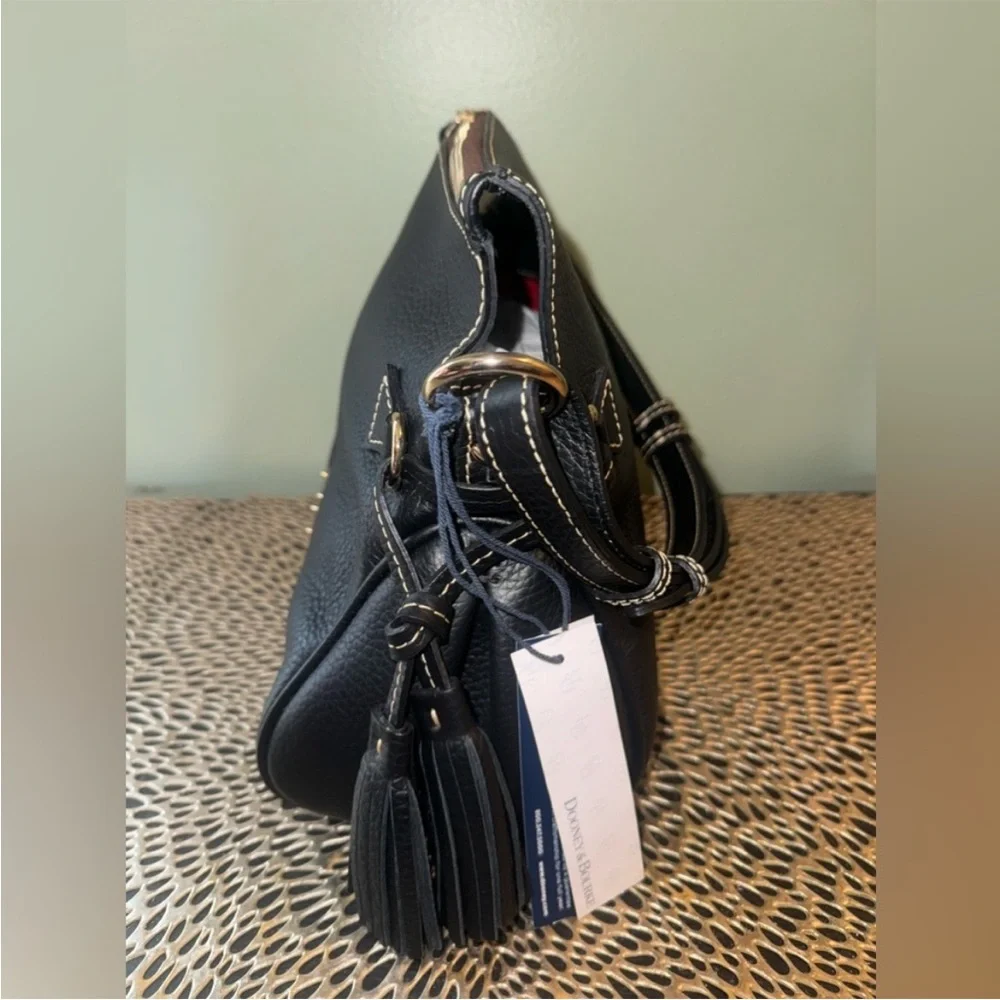 Dooney & Bourke Black Leather Satchel Bag with Tassels - Picture 11 of 13